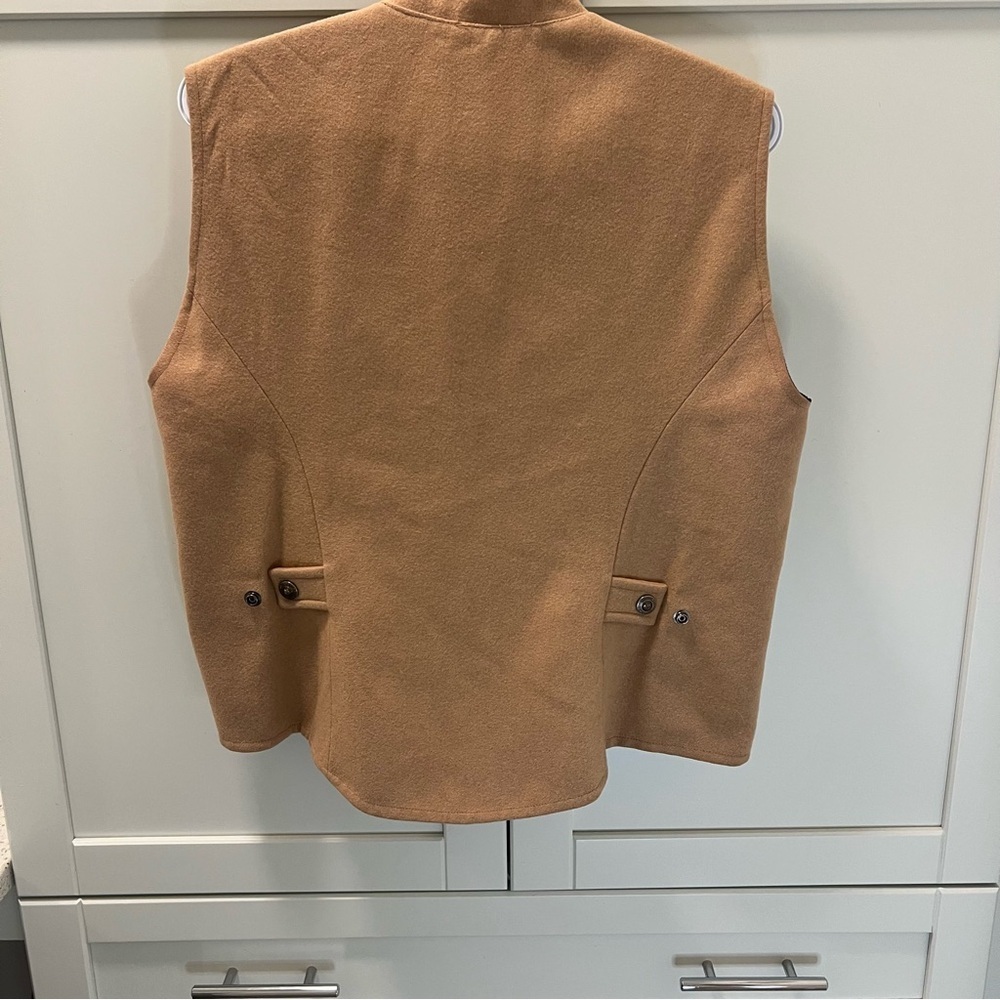 POWDER RIVER OUTFITTERS Wool (80%) Tan Riding Vest w/ Adjustable Back Size Med - Picture 6 of 8
